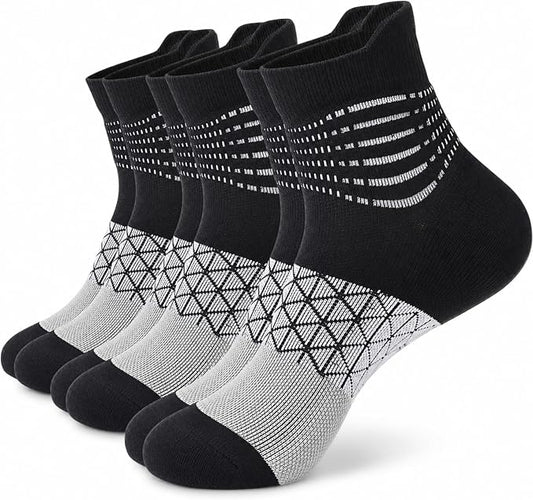 IRAMY Compression Ankle Support Socks Women Wicking Cushioned Athletic Plantar Fasciitis Relief 3/4/6 Pairs