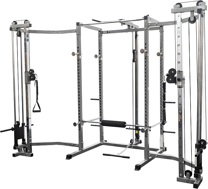 Valor Fitness Power Rack - Squat Rack and Bench Press Power Cage with LAT Pulldown Attachment 2" x 2" Frame - Workout Rack Bundle Options for Complete Weightlifting Home Gym