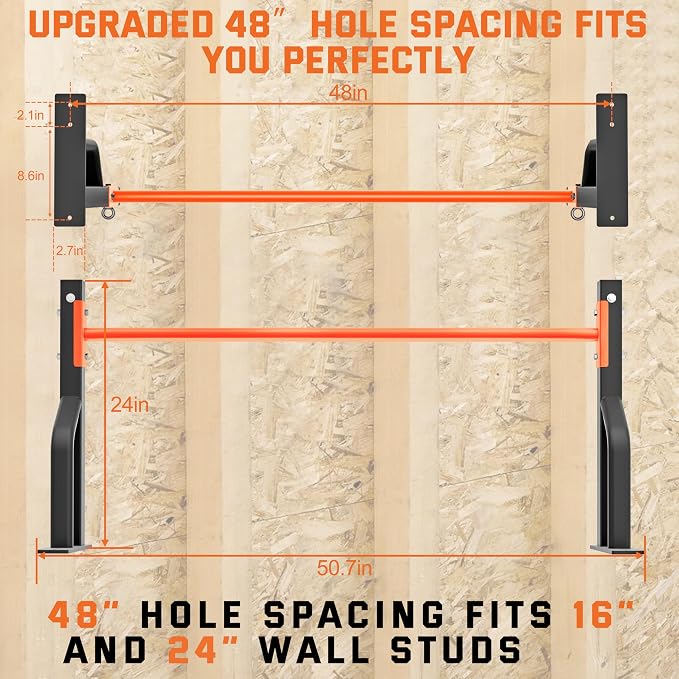 2026 Upgrade Pull Up Bar Wall Mounted - 600 lbs Heavy Duty Strength Training Pull-Up Bars, Ideal Rogue Pull Up Bar for Home and Commercial Gym, Easy Installation Chin Up Bar, Versatile Garage Pullup Bar