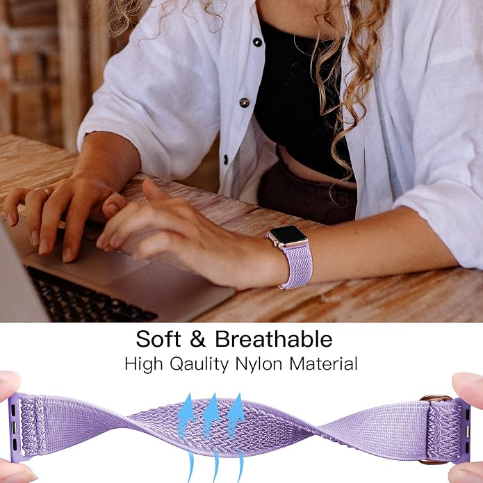Lerobo Stretchy Nylon Solo Loop Band, Compatible with Apple Watch Series 11 10 9 8 7 6 5 4 3 SE3/2/1 Ultra3/2/1, Adjustable Strap for iwatch Band 44mm 45mm 46mm 49mm 42mm 40mm 41mm 38mm for Women Men