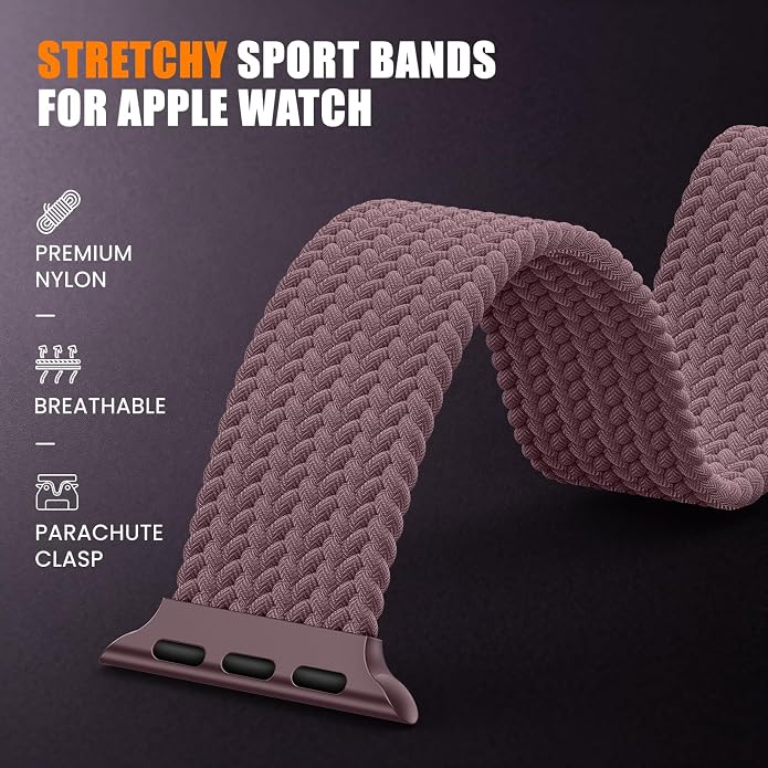 Elastic Sport Band for Apple Watch Ultra 3/2/1 Bands 49mm 46mm 45mm 44mm 42mm 41mm 40mm 38mm Men Women, Adjustable Parachute Buckle Nylon Fabric Wristband for iWatch Series 11 10 SE 9 8 7 6 5 4 3