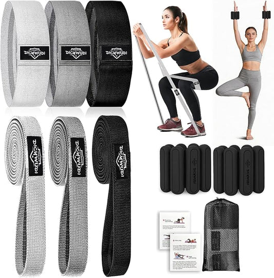 DICYWUDI Fabric Resistance Bands for Working Out, 6Pack Non-Slip Exercise Bands for Women and Men, Fabric Booty Bands for Home, Fitness, Pilates, Stretching