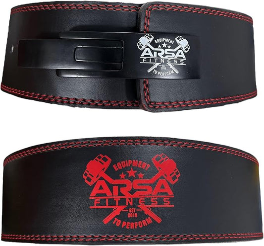 Arsa Fitness Weightlifting Adjustable Lever Belt for Men & Women Real Cow Hide Leather for Powerlifting Back Support Workout Deadlifts Squats 10MM Thickness 4" Width - Nighthawk