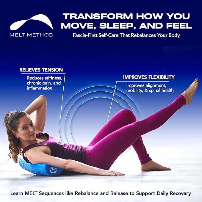 MELT Method 36 Inch Half Foam Roller for Back w/FasciaTherapy Technology - Low Density Soft Foam Roller for Physical Therapy - Half Round & Soft - Great for Pilates & Gentle Muscle Recovery