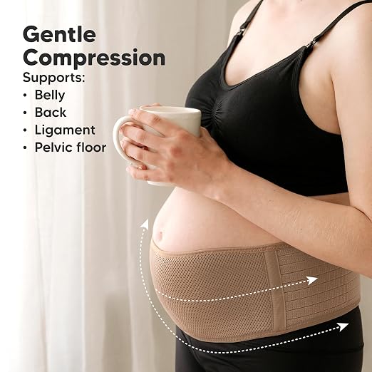 KeaBabies Pregnancy Belly Bands for Pregnant Women,1pk (Warm Tan, M/L) | Soft, Breathable, Maternity Belly Support Band, Easy Adjustable Maternity Belt for Back, Pelvic Support, Comfortable