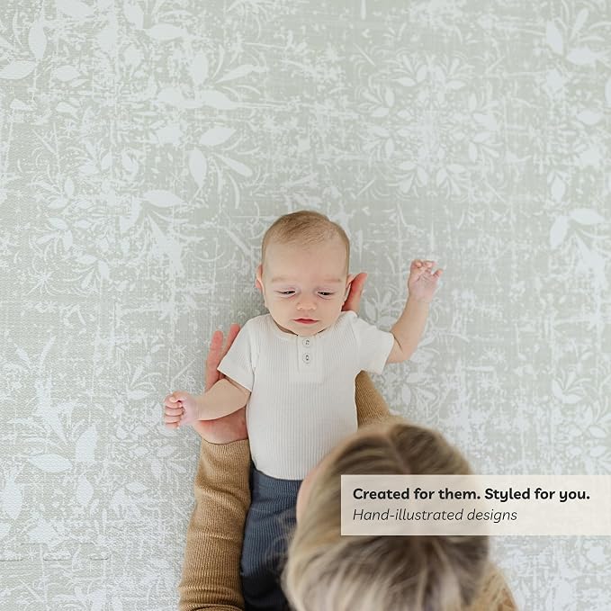 Little Landings Baby Play Mat for Floor - Eden (6x6ft) - Premium EVA Foam Play Mat for Babies & Toddlers (Ages 0-5+) - Non-Toxic Playmat for Tummy Time, Crawling & Playroom - Stylish & Comfortable