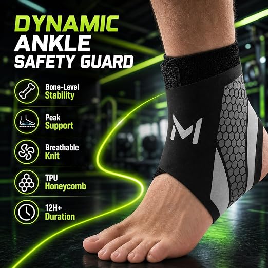 Ankle Brace & Lace-Up Support Stabilizer - Green | For men & women: adjustable straps for high compression. Ideal for basketball, sports recovery & daily protection.