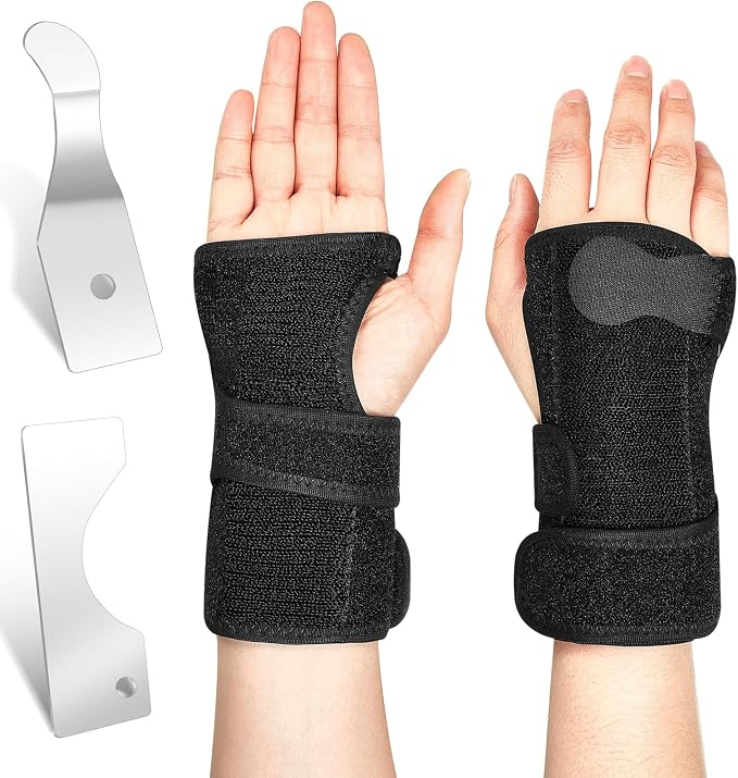 Shappy Bowling Wrist Support Brace with Thumb Spica Splint Right Hand Breathable Wrist Gloves Splint with Removable Aluminum Plate, More Fit for Women Tendonitis Arthritis Sprains (Black)