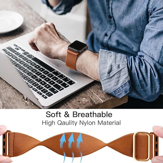 Lerobo Braided Band Compatible with Apple Watch Series 11 10 9 8 7 46mm 45mm 41mm Ultra SE 3 2 1 49mm Series 6 5 4 3 44mm 40mm 38mm 42mm Men iWatch Bands Women Stretchy Nylon Solo Loop Sport Strap