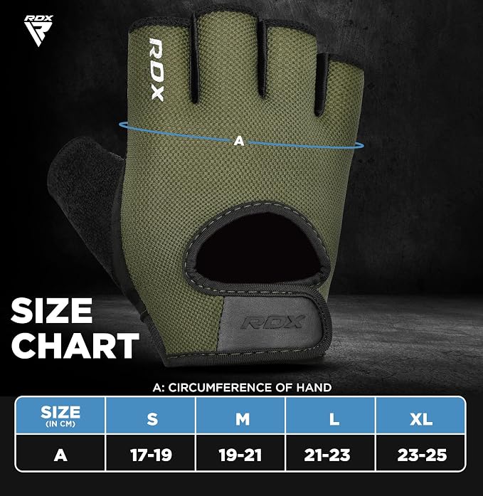 RDX Weight Lifting Gloves Gym Fitness Workout, Anti Slip Palm Protection Half Finger Exercise Glove for Powerlifting Deadlifting Bodybuilding Calisthenics Cycling Rowing Climbing Training, Men Women