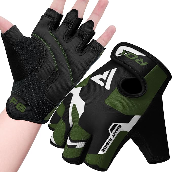 RDX Weight Lifting Gloves Gym Fitness Workout, Anti Slip Padded Palm Elasticated Strength Training Equipment Men Women Half Finger Exercise Bodybuilding Calisthenics Cycling Rowing Climbing