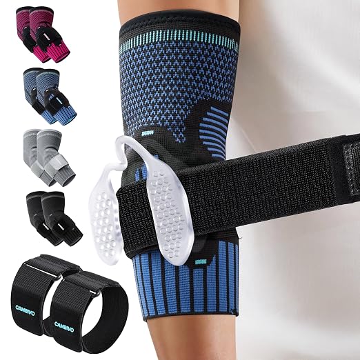 CAMBIVO 2 Pack Tennis Elbow Brace, Dual Gel Pad Compression Sleeve, Black | Adjustable Strap, Targeted Relief for Tendonitis, Golfer‘s Elbow, Breathable Knit, Daily Wear, Non-Slip Fit, for Men Women