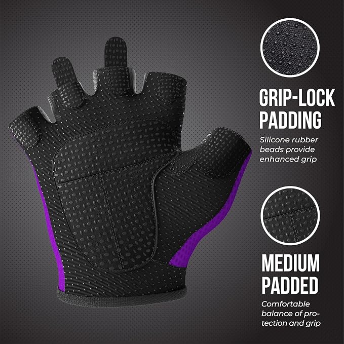 Contraband Pink Label 5307 Womens Designer Workout Gloves | Low Sweat Diamond Mesh Fabric w/Grip-Lock™ Silicone Palm