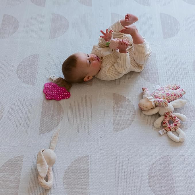 Little Landings Baby Play Mat for Floor - Aura Oat (4x6ft) - Premium EVA Foam Play Mat for Babies & Toddlers (Ages 0-5+) Non-Toxic Playmat for Tummy Time, Crawling & Playroom - Stylish & Comfortable