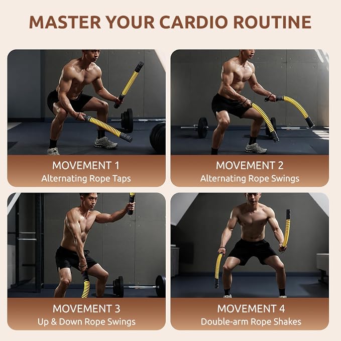 IPO 2026 Upgrade Weighted Ropeless Battle Ropes, Heavy Duty Portable Cordless Battle Ropes for Home Gym with Poster, Workout Exercise Rope for Strength Building, HIIT and Low-Impact Aerobic Training for Men & Women