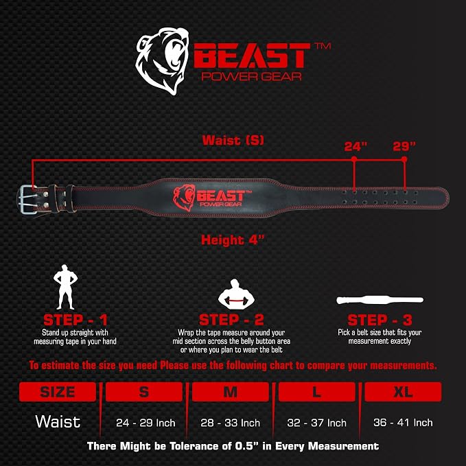 Weight Lifting Belt - 4” Genuine Leather Belts Padded Lower Back Support for Gym Bodybuilding Squat Deadlift Weightlifting Cross Strength Training Men Women Free Wrist Wrap