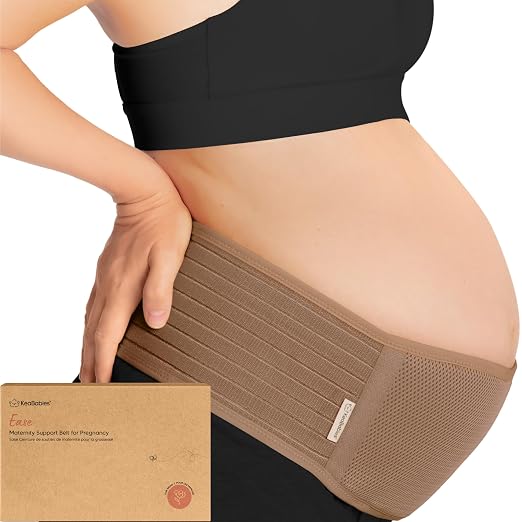 KeaBabies Pregnancy Belly Bands for Pregnant Women,1pk (Warm Tan, M/L) | Soft, Breathable, Maternity Belly Support Band, Easy Adjustable Maternity Belt for Back, Pelvic Support, Comfortable