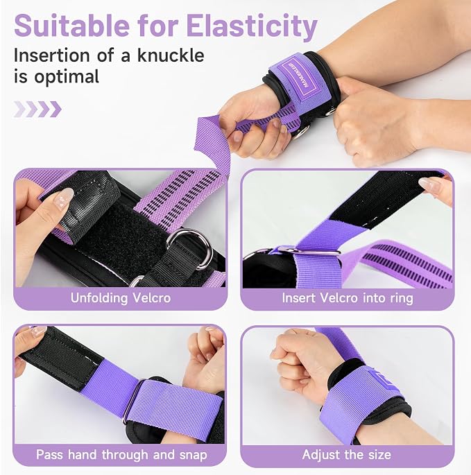 M MANUEKLEAR Wrist Straps for Weightlifting, Gym Lifting Straps with D Rings for Cable Machine,Weight Lifting Wrist Wraps for Men Women