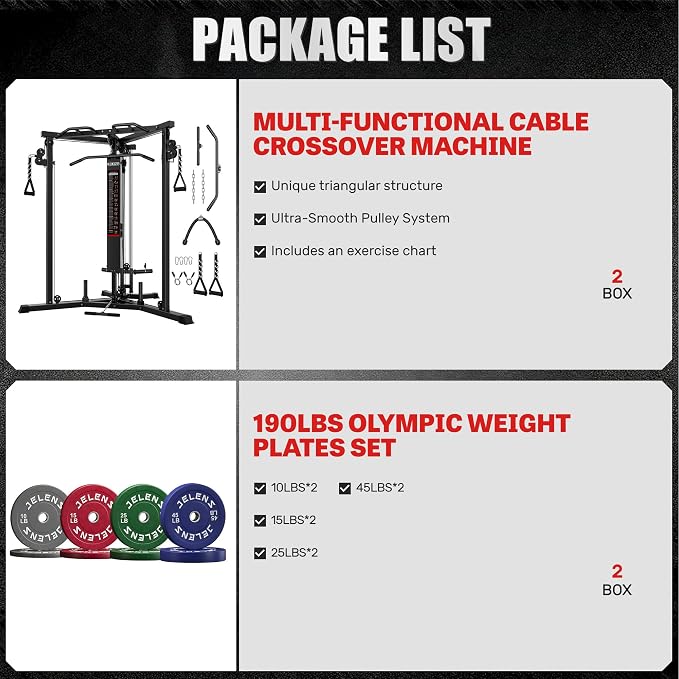 CC01 Cable Crossover Machine with High and Low Pulley System, Functional Trainer with Pull Up Bars and Optional Bundle, Cable Machine for Home Gym Power Workout