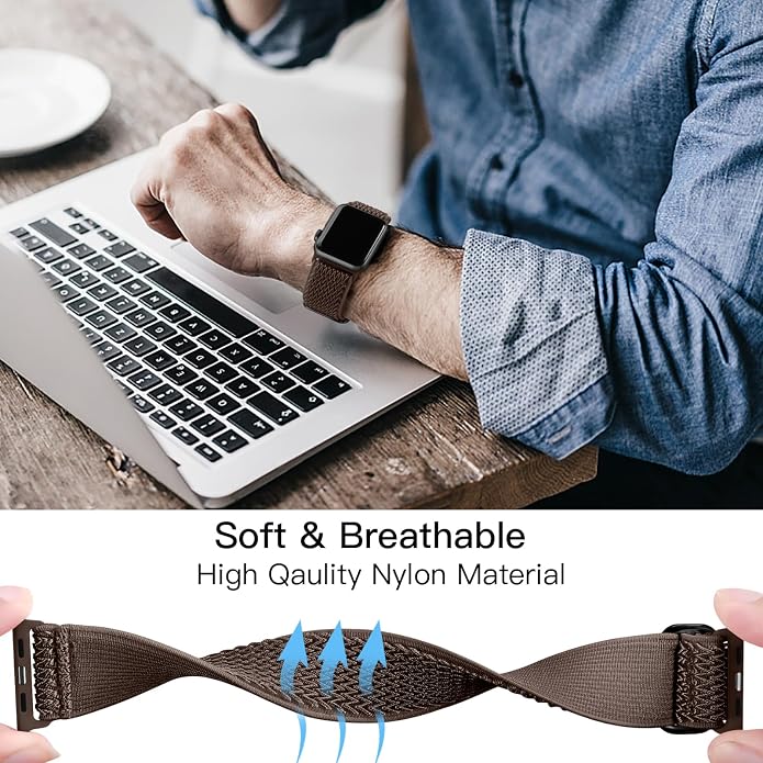 Lerobo Stretchy Nylon Solo Loop Band, Compatible with Apple Watch Series 11 10 9 8 7 6 5 4 3 SE3/2/1 Ultra3/2/1, Adjustable Strap for iwatch Band 44mm 45mm 46mm 49mm 42mm 40mm 41mm 38mm for Women Men