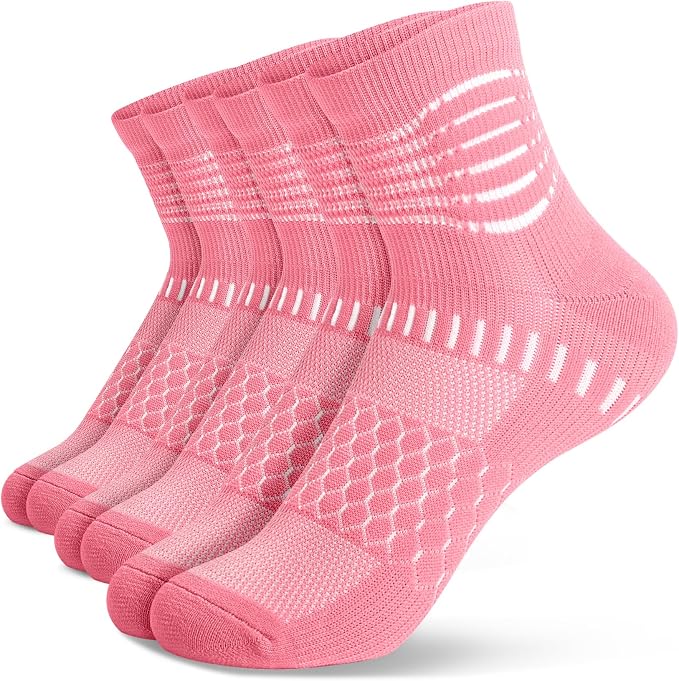 IRAMY Ankle Compression Socks for Women Men Plantar Fasciitis Relief 3/5 Pairs Cushioned Athletic Running Socks