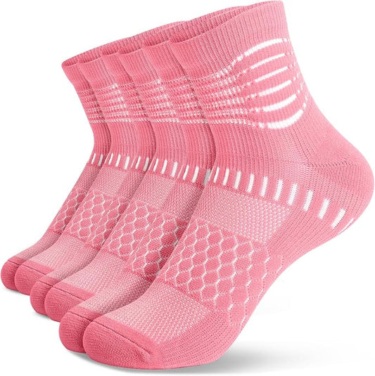 IRAMY Ankle Compression Socks for Women Men Plantar Fasciitis Relief 3/5 Pairs Cushioned Athletic Running Socks