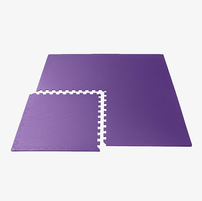 We Sell Mats 1/2" Thick Multipurpose EVA Foam Exercise Floor Mat, Interlocking Tiles, Anti-Fatigue for Home or Gym, 24 in x 24 in, 4 Tiles, Purple