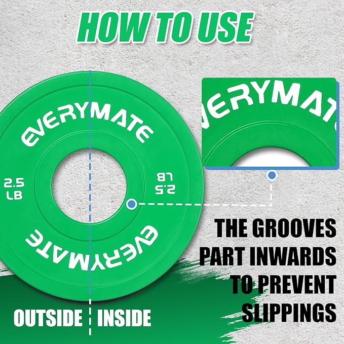 EVERYMATE Change Weight Plates 1.25LB 2.5LB 5LB Set Fractional Plate Olympic Bumper Plates for Cross Training Bumper Weight Plates Steel Insert Strength Training Weight Plates