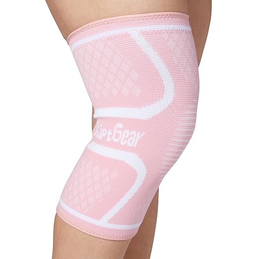 RiptGear Knee Compression Sleeve Women - Knee Support and Compression Knee Brace for Women Working Out For Pain, Running (Large, Pink -1 Pack)