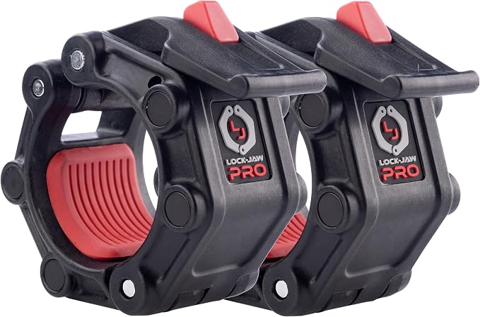 Lock-Jaw PRO 2 Barbell Collars with Magnets Barbell Clamps - 1 Pair Heavy Duty Bar Clamps for 2” & 50mm Olympic Bars – Secure Weight Bar Clamps for Strength Training & Home Gym Accessories