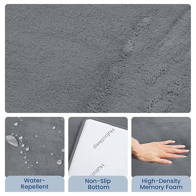 Huloo Sleep Baby Play Mat for Floor,1.3" Thick Elasti-Foam Large 59"×71" Playpen Mat,Non-Toxic Certified Water-Repellent Coral Velvet, Non-Slip Safe Crawling Mat for Tummy Time, Toddler & Infant (Dark Grey)