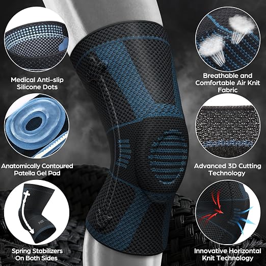 NEENCA Professional Knee Brace, Medical Knee Support for Women & Men Relief | Upgraded Version, Patented Patella Gel Pad & Side Stabilizers, For Knee Pain, Swelling, ACL,PCL, Circulation, Sports, Workout