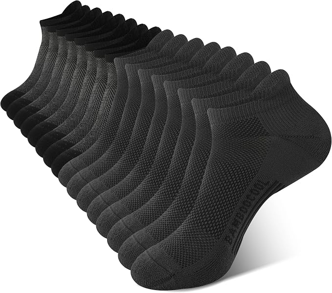 BAMBOO COOL Men's Ankle Socks Moisture Wicking Breathable Odor Control Athletic Cushioned Running Socks Arch Support 8 Pack