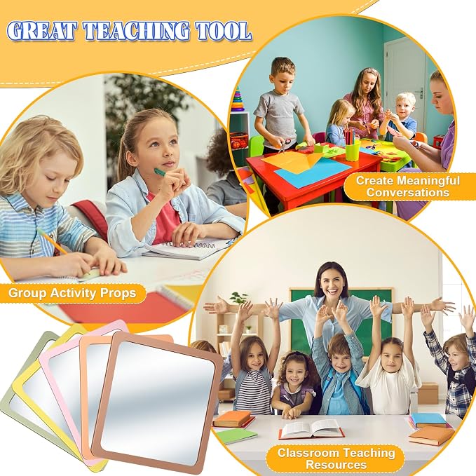 10 Pcs Small Mirrors for Craft 6 x 6 Mirror for Kid,Earth Colors | Shatterproof Mirrors in Bulk for Kids for Baby School Classroom Craft Chick Bird Brooders Grow out Pens