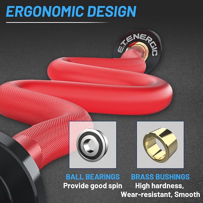 47” Solid Steel Olympic Curl Bars, 500LB | EZ and Super EZ curl bars with knurled grips, rotating sleeves, solid steel build, and 2-inch Olympic plate compatibility