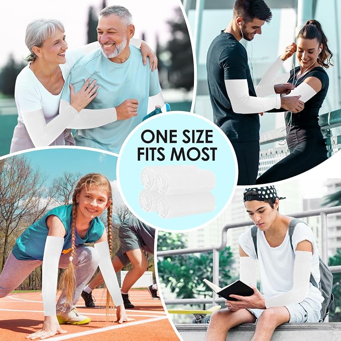 RHsia 4 Pairs UV Sun Protection Arm Sleeves for Men Women, Compression Cooling Sun Sleeves - Sports - Workouts - Tattoo Cover