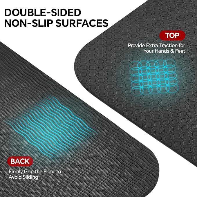 Stepwaver Extra Large Yoga Mat 6'x4'(1/3" & 1/4" Thick), Non-Slip, Ultra Durable, Wide Workout Mat, Wide Exercise Mats for Home Workouts, Yoga, Pilates, Stretching (Barefoot Exercise)