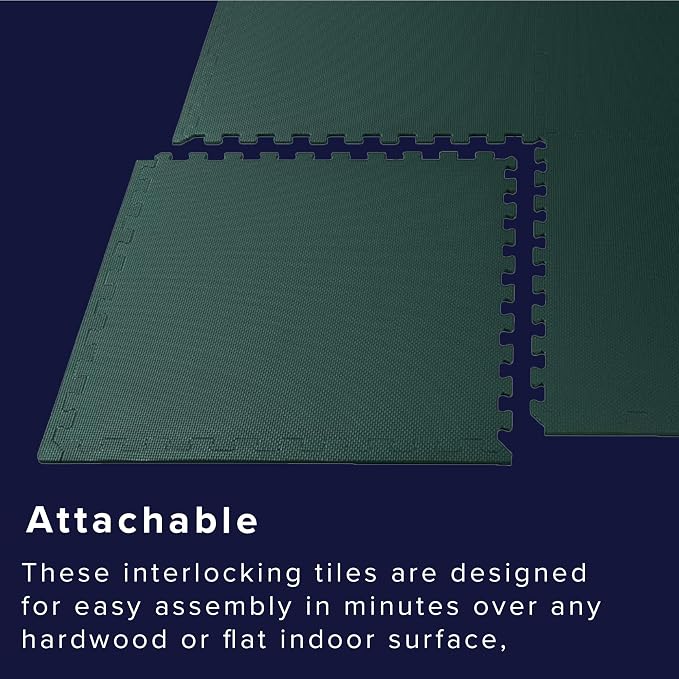 We Sell Mats 1/2 Inch Thickness Multipurpose EVA Foam Floor Tiles, Interlocking Floor Mat for Indoor Gym and Home Use, 24 in x 24 in, Hunter Green, 100 Square Feet (25 Tiles)