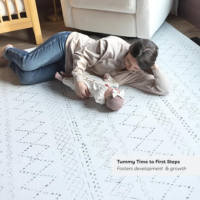 Little Landings Baby Play Mat for Floor - Boho (4x6ft) - Premium EVA Foam Play Mat for Babies & Toddlers (Ages 0-5+) - Non-Toxic Playmat for Tummy Time, Crawling & Playroom - Stylish & Comfortable