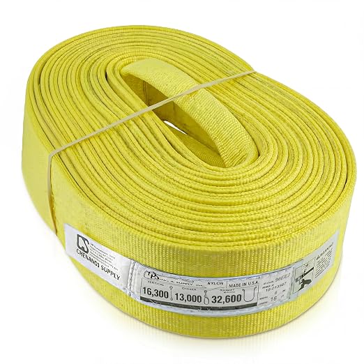 DD Sling 6 Inch x 16 Foot Nylon Lifting Sling – USA Made, 16,300 lb Vertical, 13,000 lb Choker, 32,600 lb Basket – 2-Ply Heavy Duty 900 Webbing, Type 4 Twisted Eye & Eye Rigging Sling