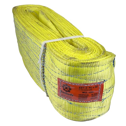 Kennedy Wire Rope & Sling Co. 6" x 50' 2-Ply Twist Eye Polyester Lifting Sling (Various Sizes in Listing) Made in The USA