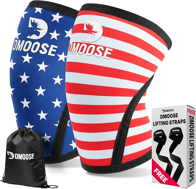 DMoose Fitness Knee Sleeves for Weightlifting (Pair) 78" Knee Wraps for Squats, Powerlifting & Joint Stability