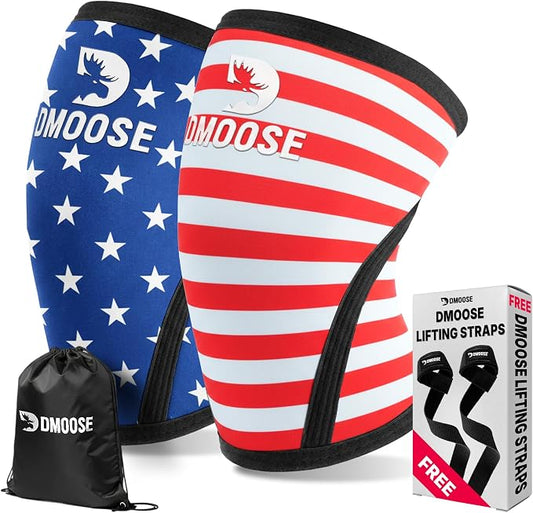 DMoose Fitness Knee Sleeves for Weightlifting (Pair) 78" Knee Wraps for Squats, Powerlifting & Joint Stability