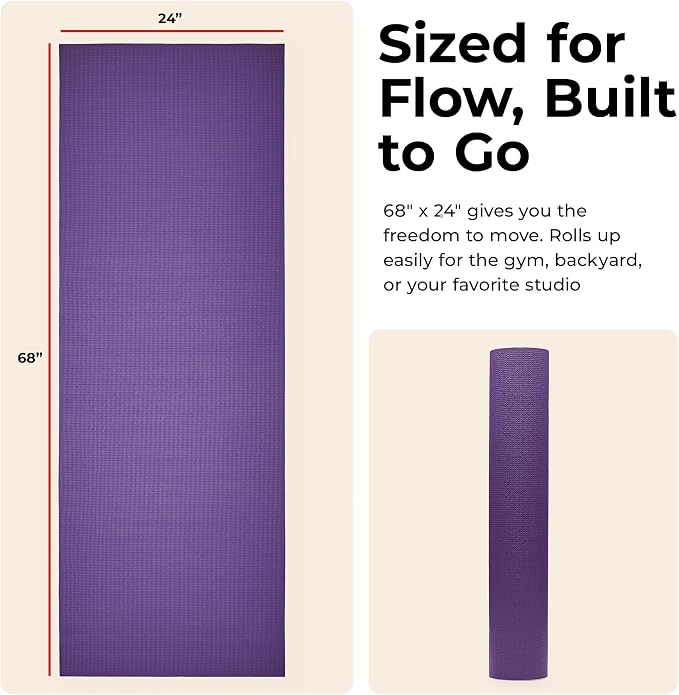 Sunny Health & Fitness Exercise Yoga Mats - Non-Slip Support for Home & Gym