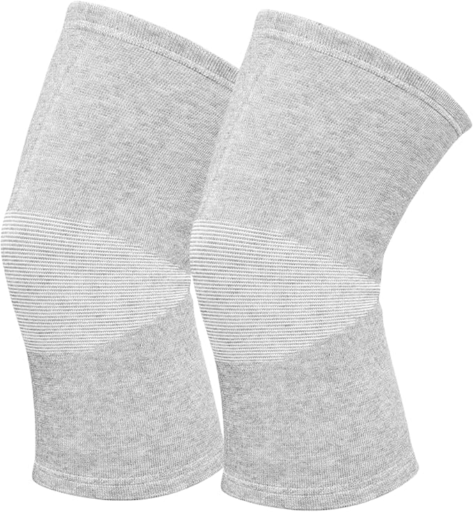 Bamboo Charcoal Knee Sleeve - Bamboo Knee Brace Bamboo Compression Knee Sleeve -Elastic Warm Knee Brace Bmboo Knee Sleeve for Arthritis (Gray, Small)