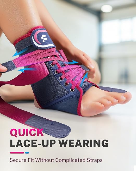 Ankle Brace for Women Men with Removable Side Splints Figure 8 Strap | Quick Lace-Up Adjustment, Sprain Recovery Support, Achilles Tendon Relief, Sports Stability for Basketball & Running