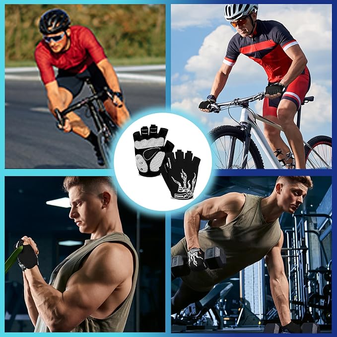 Cycling Gloves Bike Bicycle Gloves, Half Finger 5MM Gel Anti-Slip | Biking Gloves for Men Women Gym workout exercise Motorcycle Hiking Rowing Outdoor Sports