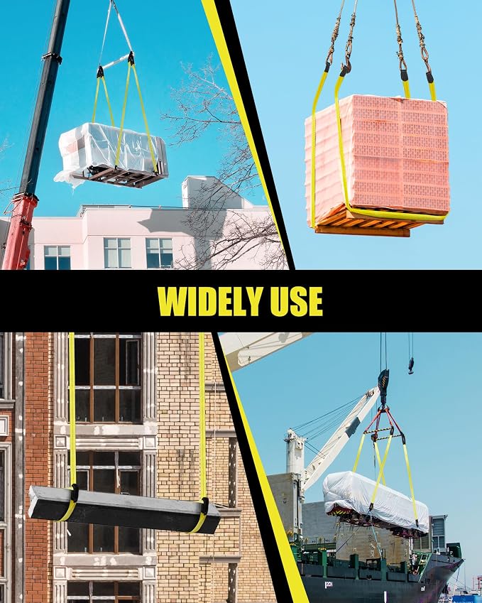 Lucky Straps 10' X 2" Twisted Eye Lifting Sling, 15000 Lbs Heavy Duty 4 Pack