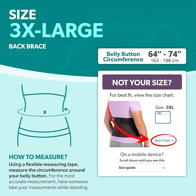BraceAbility Plus Size Low Back Brace - Compression Lower Back Support Belt for Sciatica, Heavy Lifting at Work, Herniated Disc, Workouts, Sleeping, Lumbar Support, Back Pain in Women and Men (3XL)