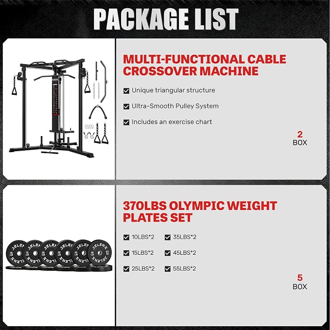 CC01 Cable Crossover Machine with High and Low Pulley System, Functional Trainer with Pull Up Bars and Optional Bundle, Cable Machine for Home Gym Power Workout